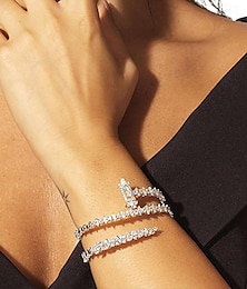 voordelige -Dames Tennis armband Meerlaags Kostbaar Modieus Luxe Strass Armband sieraden Zilver / Goud Voor Lahja Verloving