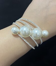 billige -Dame Mansjettarmbånd Fancy Mote Mote Luksus Legering Armbånd Smykker Sølv / Gull Til Fest & Aften Gave Stevnemøte Bursdag
