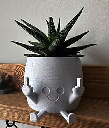 cheap -Smiling Plant Pot with Middle Fingers Up,Resin Plastic Ornaments Flower Pot, Planting Containers, Novelty Interesting Decorations, for Home Indoor Window, Desktop, Outdoor Patio Yard