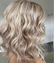 economico -Capelli umani di Remy 13x4 Pizzo Frontale Parrucca Bob corto Brasiliano Ondulato Multicolore Parrucca 130% 150% Densità dei capelli Capelli evidenziati / balayage Senza colla Pre-a pizzico Per Da