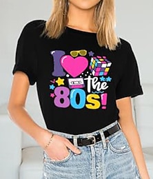 billiga -Retro vintage T-shirt Grafisk utslagsplats Jag älskar 80-talet Grafisk Till Dam Vuxna Maskerad Varmstämpling Ledigt / vardag