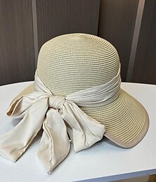 economico -berretto Copricapo Acrilico / cotone Paglia Cappelli da pescatore Cappello di paglia Cappello da sole Informale Per eventi Elegante Retrò Con Nastri Colore Puro Copricapo Copricapo