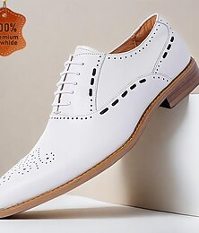 economico -scarpe eleganti brogue bianche da uomo - classico design oxford per matrimoni, eventi formali e abbigliamento da lavoro