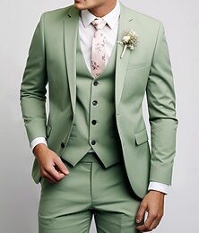 preiswerte -Herren Smokings Anzüge Strandhochzeit Frühlingshochzeit Schwarz Rosa Frühling & Sommer Anzug Fallendes Revers Party Kleid Einfarbig Figurbetonter Schnitt 3-teilig Einreihige Zwei-Knopf-Jacke