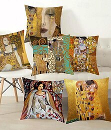 economico -Copricuscini decorativi 1pc morbida federa quadrata federa per camera da letto soggiorno divano poltrona klimt