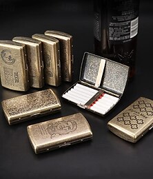 Недорогие -Металлический портсигар в винтажном стиле, несколько дизайнов, уникальный креативный держатель (вмещает 12 сигарет)
