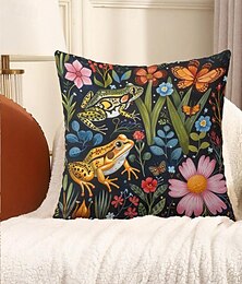 olcso -trópusi virágok békák dekoratív dobás párnahuzat 2db puha szögletes párnahuzat párnahuzat hálószoba nappaliba kanapé kanapé szék
