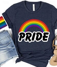 abordables -LGBTLGBTQ Manches Ajustées Chemises de fierté à imprimé arc-en-ciel Fierté Lesbienne Gays Pour Unisexe Adulte Halloween Carnaval Mascarade Estampage à chaud Défilé de la fierté Mois de la fierté