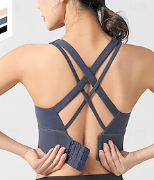 preiswerte -Damen Leichte Unterstützung Sport Bustier bh Sport-BH Bustier Rückenfrei mit am Rücken überkreuzten Trägern BH-Oberteil Gefüttert Fitness Freizeit Sport Laufen Atmungsaktiv Leichtgewichtig Weich