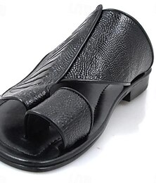 abordables -Sandales arabes en similicuir noir pour hommes – pantoufles traditionnelles à enfiler avec boucle d'orteil, chaussures décontractées confortables et élégantes pour l'été et le quotidien