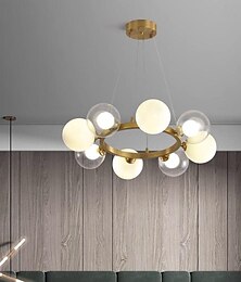 voordelige -kroonluchter hanglamp goud koper met glazen bollen klassieke vintage spoetnik plafondlamp voor keuken woonkamer eetkamer slaapkamer boerderij