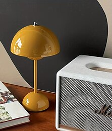 economico -lampada da tavolo touch senza fili, fungo dimmerabile accanto alle lampade temperature tricolore, lampada da scrivania a batteria per soggiorno, bar e camera da letto, giallo bianco nero