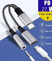 cheap -USB Type C to 3.5mm Headphone Jack Adapter Cable 2 in 1 Dual USB C Female Audio Aux Connector Charging Splitter Music