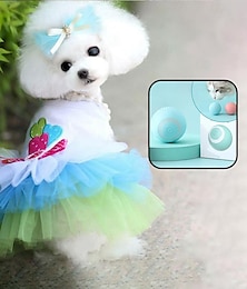 abordables -Vêtements d'été pour chiens, avec jouets électriques, robe de princesse, ours en peluche, vêtements à deux jambes, jupe lapin en maille et dentelle