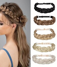 abordables -Bandeau tressé réglable, postiche synthétique, cerceau, accessoires pour cheveux simples pour femmes