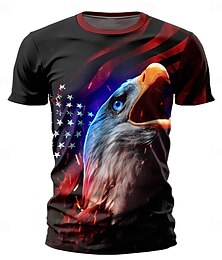 ieftine -Vultur Steagul american Veteranii Stil de strada Bărbați Tipărire 3D Tricou Petrecere Zi de Naștere Stradă Ziua Independenței Americane Tricou Negru Manșon scurt Stil Nautic Cămașă Vară Primăvară