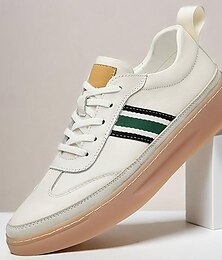 economico -Per uomo Scarpe da ginnastica Scarpe bianche Di pelle Pelle di prima qualità Comodo Antiscivolo Con lacci intrecciali Nero Bianco