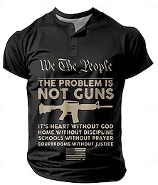 cheap -American Independence Day The Problem Is not Guns Fashion Athleisure Men'S 3d Print T Shirt Tee Street Sports Outdoor Black Green Short Sleeve Crew Neck Summer Spring Clothing Apparel S-3xl