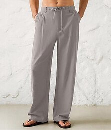 abordables -Homme Pantalon en lin Pantalon pantalon été Pantalon de plage Cordon Pantalon de Yoga Fluide Poche avant Plein Confort Doux Casual du quotidien Mode Vêtement de rue Noir Blanche Micro-élastique