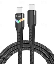 cheap -1 Pack USB 3.0 Cable 60W 3.3ft USB C to USB C USB C to Lightning 6 A Charging Cable Fast Charging High Data Transfer Nylon Braided Durable LED Display For Macbook iPad Samsung Phone Accessory