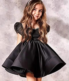 cheap -Toddler Girls' Party Dress Sequin Short Sleeve Performance Mesh Cute Princess Polyester Above Knee Sheath Dress Tulle Dress Summer Spring Fall 3-7 Years Silver Black White