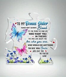 cheap -1pc To My Bonus Sisters Gifts From Sister Birthday Gifts For Sister Sister In Law Unbiological Sister Gift From Brother Stepsister Step Sisters Plaque Sister Appreciation Puzzle-shaped Acrylic Sign