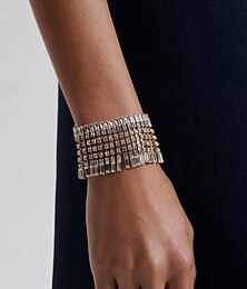 abordables -Mujer Tenis pulseras Borlas Precioso Moda Lujo Brillante Pulsera pulsera Plata / Dorado Para Boda Regalo Pedida