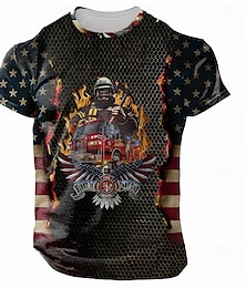 voordelige -heren t-shirt t-shirt grafisch Amerikaanse Amerikaanse vlag adelaar soldaat ronde hals kleding 3D-print straat dagelijks korte mouw modeontwerper militaire stijl zwart s-3xl