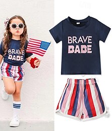 billiga -girls independence day t-shirt topp randiga shorts barn i två delar 4 juli