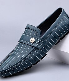 preiswerte -Herren Loafer & Slip On Komfort-Müßiggänger Penny Loafers Leder Komfortabel Rutschfest Halbschuhe Schwarz Weiß Blau
