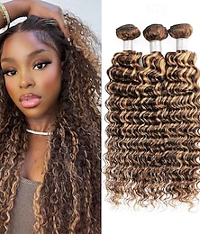 economico -Ishow evidenzia fasci di onde profonde p4/27 fasci di capelli umani castani ombre 3/pz estensioni dei capelli umani remy brasiliani per le donne