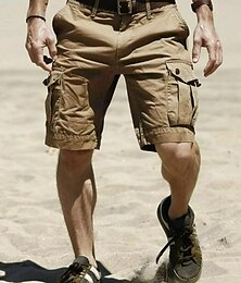 billige -Herre Cargoshorts Shorts Bermudashorts Multi lomme Rett ben Ensfarget Anvendelig Utendørs Knelengde utendørs Avslappet Strand Klassisk Svart Kakifarget Uelastisk