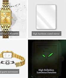Недорогие -Новые olevs olevs брендовые женские часы ночной календарь тренд квадратные модные простые роскошные кварцевые часы водонепроницаемые спортивные женские наручные часы