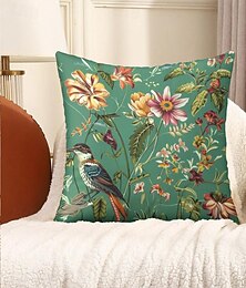 preiswerte -Dekorativer Kissenbezug mit Vögeln und Blumen, 4-teilig, weicher, quadratischer Kissenbezug für Schlafzimmer, Wohnzimmer, Sofa, Couch, Stuhl