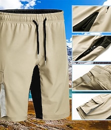 abordables -Hombre Pantalones cortos de carga Pantalones cortos de senderismo Militar Al aire libre Ajuste regular Impermeable Transpirable Secado rápido Bermudas Correa Negro Caqui Caza Escalada Camping