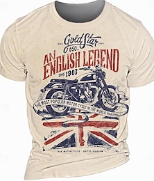 Недорогие -графический американский флаг мотоцикл дизайнер ретро винтажная мужская футболка с 3d принтом футболка футболка Хенли уличная повседневная футболка бежевая рубашка Хенли с коротким рукавом летняя