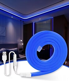 お買い得  -5V USB 防水ネオンライトストリップ 3.3-9.8 フィート バッテリーボックス 電源 ネオンロープライト 120LED/M 防水ネオンライト LED ライトストリップ 寝室 テレビ バックライト キャビネットに最適