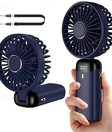 Недорогие -Складной персональный мини-вентилятор – USB перезаряжаемый ручной вентилятор с LED-дисплеем и 5 скоростями для домашнего офиса путешествий кемпинга