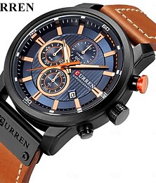 abordables -Reloj de Cuarzo CURREN para Hombre Reloj de Pulsera de Moda para Deportes al Aire Libre Calendario Impermeable Decoración Reloj de Cuero