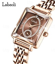 baratos -Labaoli feminino relógio de quartzo moda criativa casual relógio de pulso decoração à prova dwaterproof água relógio de aço inoxidável