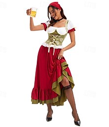cheap -Carnival Oktoberfest Beer Costume Dirndl Trachtenkleider Dirndl Blouse Oktoberfest / Beer Bavarian Bavarian Wiesn Traditional Style Wiesn Women's Traditional Style Cloth Blouse Top Skirt