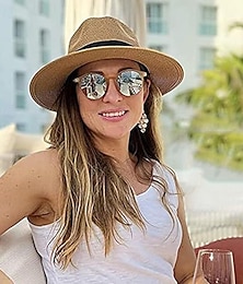 preiswerte -Damen Hut Strohhut Sonnenhut Tragbar Windundurchlässig Atmungsaktiv Strasse Täglich Wochenende Spleißen Einfarbig