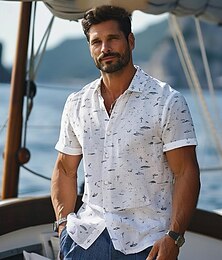 billige -Herre Helfarge Kortermet Bekvem Business Casual Sport & Utendørs Avslappet Daglig Sommer Aftæpning Hvit