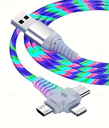 お買い得  -2パック 急速3A LEDフローペーブル - トリプルUSBからLightningの同期＆充電 - 10-20Wのパワー、耐久性のあるABSユニバーサル互換性