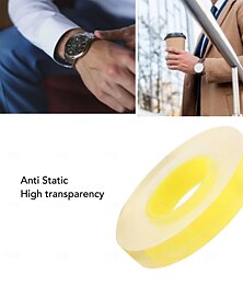 cheap -2 Rolls Anti-Static Transparent PVC Protective Film - 0.82cm Wide, 50m Long Yellow Jewelry Surface Tape for Dust Protection and Scratch Repair