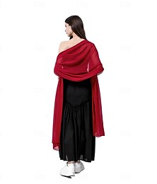 cheap -Shawls Women's Wrap Elegant Bridal Sleeveless Chiffon Wedding Wraps With Pure Color For Party Spring & Summer