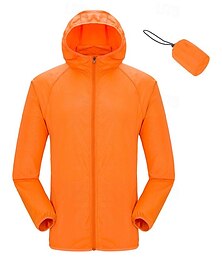 billige -Men's Coat Casual Jacket Outdoor Street Sun Protection Sunscreen Summer Plain Vacation Fashion Hooded Regular Black White Orange Gray Jacket