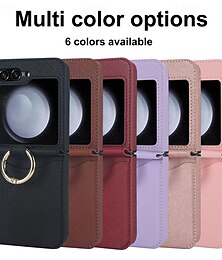 billige -telefon Etui Til Samsung Galaxy Z Flip 7 Z Flip 6 Z Flip 5 Z Flip 4 Z Flip 3 Bakdeksel Kortspor Ringspenne Støtsikker Kontor / Bedrift TPU Metall PU lær