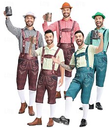 economico -Oktoberfest Abiti Lederhosen Camicia Bavarese Tedesco Monaco di Baviera Prati Per uomo Panno in stile tradizionale Camicia Shorts
