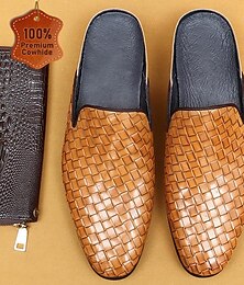 preiswerte -Herren Cloggs & Pantoletten Vollnarbenleder Leder Komfortabel Rutschfest Halbschuhe Schwarz Braun